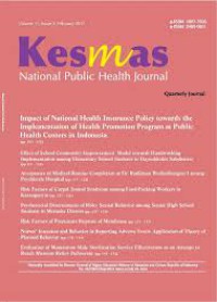 Image of Jurnal KesMas Vol. 11 No. 1 Agustust 2016