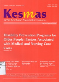 Image of Kesmas: jurnal kesehatan Masyarakat Nasional Vol. 10 No. 2 November 2015